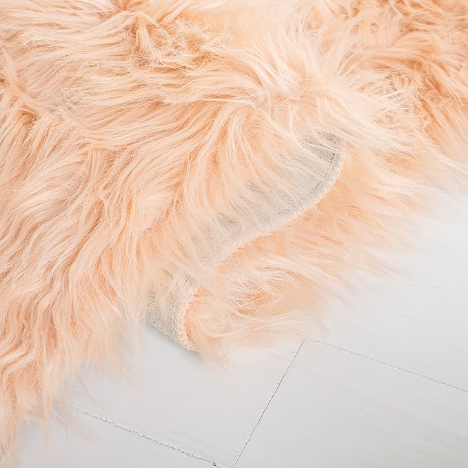 SAFAVIEH Faux Sheep Skin Collection 6' x 9' Light Pink FSS235U Silken Glam 2.35-inch Thick Area Rug