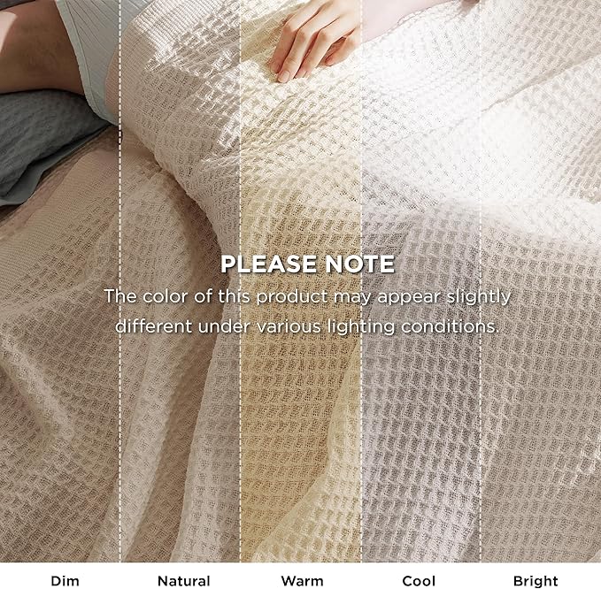 Bedsure Gentlesoft 100% Cotton Blanket King Size for Bed - Breathable and Soft, Thick Cozy Waffle Weave Christmas Blanket Gift for Women, Light Beige, 104x90 inches