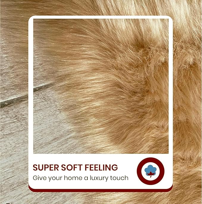Free Shape Luxury Soft Fluffy Shag Area Rug Double 2'x6', 60x180cm - Vegan Fur Ultra Soft Indoor Carpet Nursery Rugs for Bedroom Home Decor, Camel