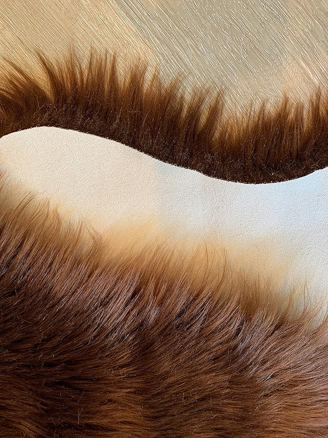 LAMBZY Faux Sheepskin Super Soft Hypoallergenic Silky Shag Rug for Living Room, Kids Room, Sofa (Double 2'x6', Brown)