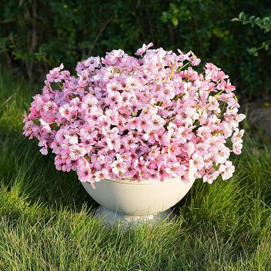Artificial Flowers for Outdoor Faux Plants for Spring Summer Decoration, UV Resistant Realistic Silk Plastic Fake Flowers Garden Porch Patio Balcony Yard Front Home Decor, 24 Bundles