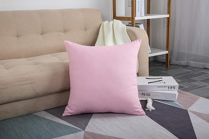 TangDepot Handmade Decorative Solid 100% Cotton Canvas Throw Pillow Covers/Pillow Shams, (26"x26", Salmon Pink)