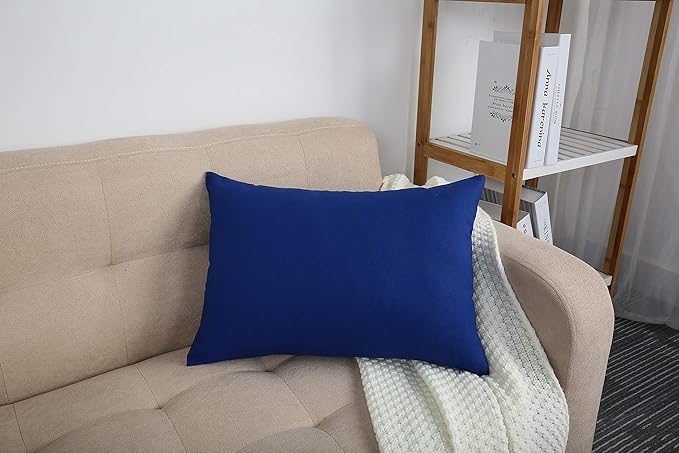 TangDepot Cotton Solid Throw Pillow Covers, 12" x 20" , Royal Blue, 1 Count (Pack of 1)