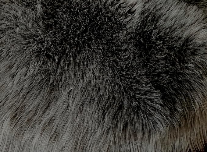 Free Shape Luxury Soft Fluffy Shag Area Rug Double Side by Side 3'x4', 90x120cm - Vegan Fur Ultra Soft Indoor Carpet Nursery Rugs for Bedroom Home Decor, Dark Grey