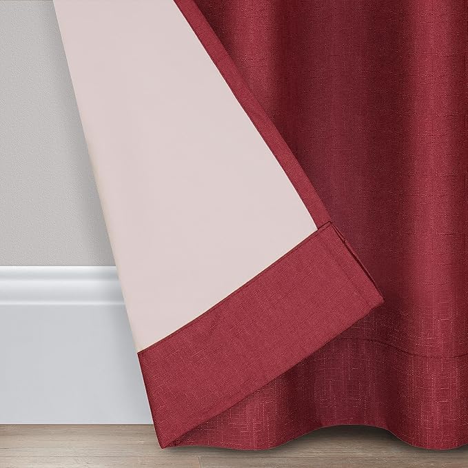 ECLIPSE Kendall Modern Blackout Thermal Rod Pocket Window Curtain for Bedroom or Living Room (1 Panel), 42" x 54", Ruby