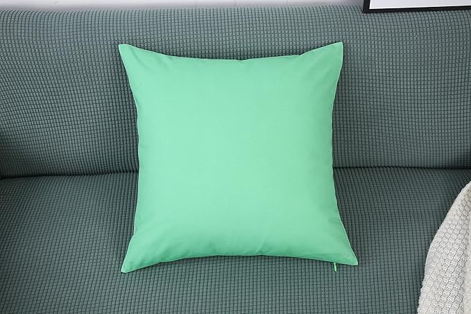 TangDepot Handmade Decorative Solid 100% Cotton Canvas Throw Pillow Covers/Cushion Covers, 45 Colors Available - (18" x18" , Mint Green, 2 Count (Pack of 1))