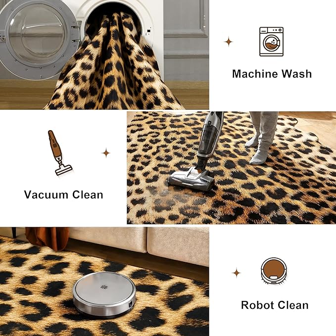 AROGAN Premium Leopard Print Rug 8x10 Feet, Faux Fur Cheetah Rug, Non-Slip Animal Print Hide Leopard Skin Area Rug for Bedroom Living Room Home Decor