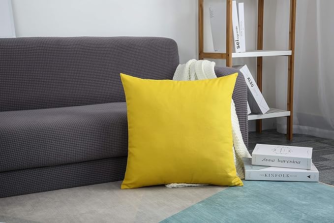 TangDepot Handmade Decorative Solid 100% Cotton Canvas Throw Pillow Covers/Pillow Shams, (22" x22" , Deep Yellow, 1 Count (Pack of 1))