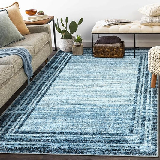 Lahome Abstract Area Rugs 5x7,Washable Modern Rugs for Living Room Non-Slip,Low-Pile Soft Rug Minimalist Bordered Floor Carpet for Bedroom Dining Room Entryway Indoor