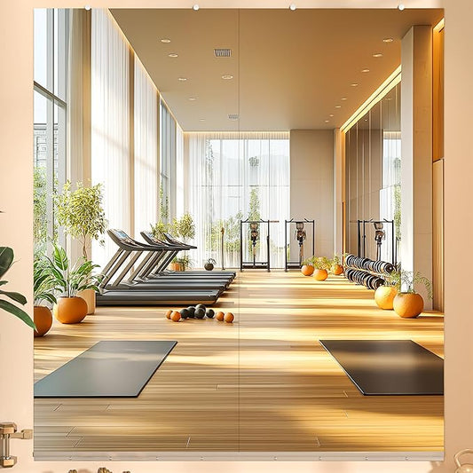 Hasipu Home Gym Mirror, 95"x40" Each, 2-Pack Frameless Wall Mounted Mirrors with Glass Clamps & 2 Aluminum Rail, Large Body Mirror for Home Gym, Yoga Studio, Bedroom, Silver Tempered Glass