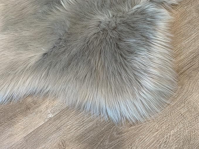 LAMBZY Faux Sheepskin Super Soft Hypoallergenic Silky Shag Rug for Living Room, Kids Room, Sofa (Duo Decto 12 Pelts 6'x12', Grey)