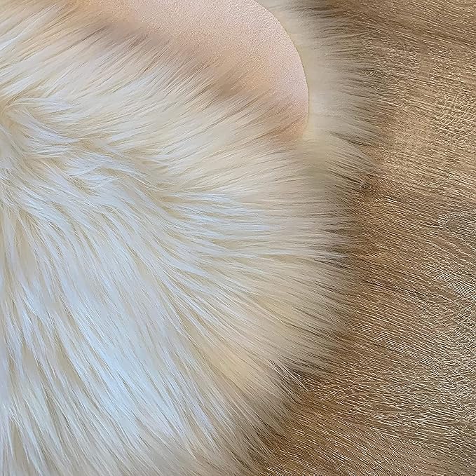 LAMBZY High Pile Super Soft Faux Sheepskin Rug (10'x13', White)