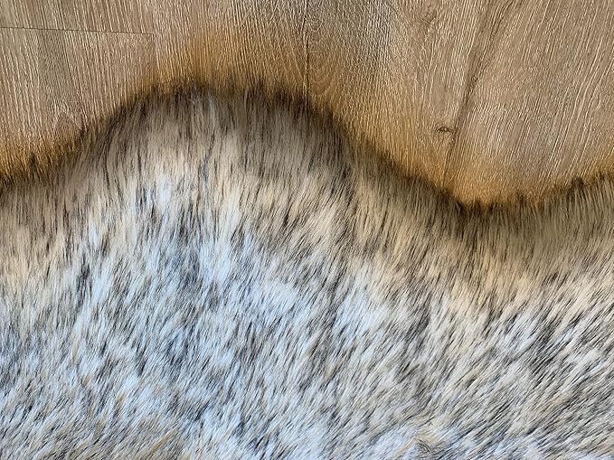 LAMBZY Faux Sheepskin Super Soft Hypoallergenic Silky Shag Rug for Living Room, Kids Room, Sofa (Triple Side by Side 3'x6', White/Black Tips)