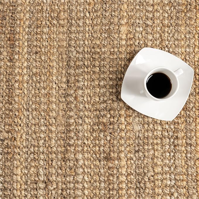 Nuloom Daniela Natural, 7'6" x 10'6", Handmade, Jute, Tassel, Soft and Textured, High Traffic, Stain Resistant, Easy Clean, Durable Area Rug for Bedroom, Living Room, Dining Space, Foyer, Entryway