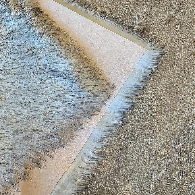 LAMBZY High Pile Super Fluffy Soft Faux Sheepskin Rug | Faux Sheepskin Rugs for Living Room Playroom Bedroom | Classic Super Soft to Touch Rug (10'x13', White/Black Tips)