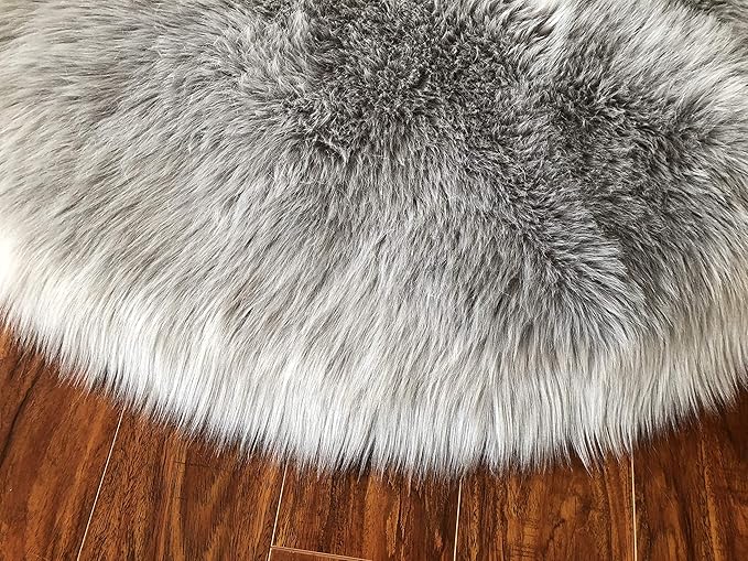 Free Shape Luxury Soft Fluffy Shag Area Rug Duo Decto 12 Pelts 6'x12', 180x360cm - Vegan Fur Ultra Soft Indoor Carpet Nursery Rugs for Bedroom Home Decor, Grey