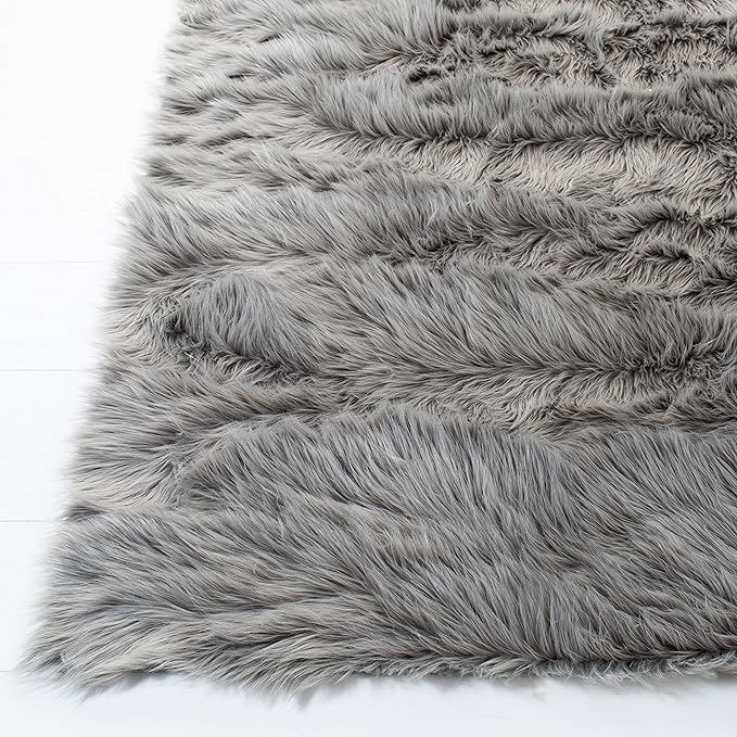 SAFAVIEH Faux Sheep Skin Collection 2' x 3' Grey FSS235D Silken Glam 2.35-inch Thick Accent Rug