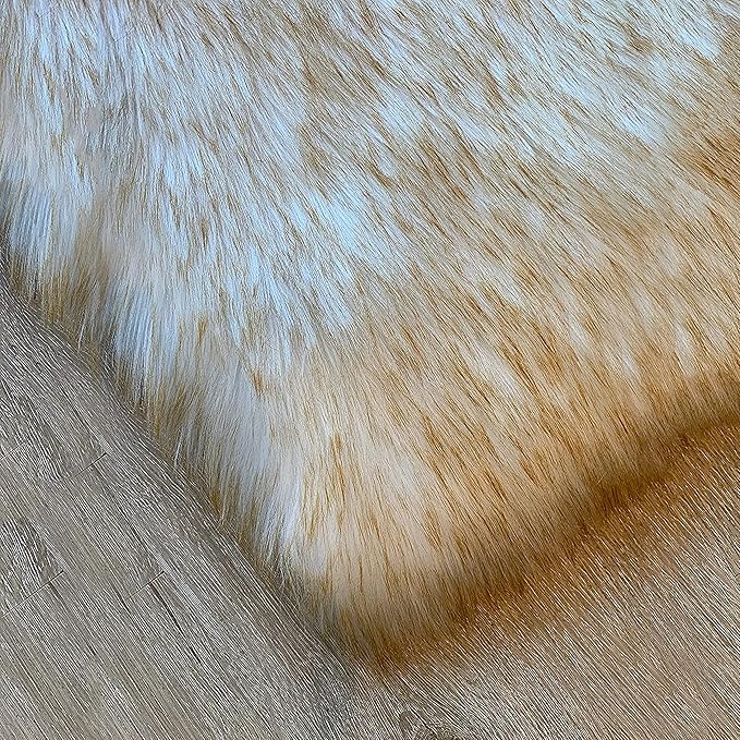 LAMBZY High Pile Super Soft Faux Sheepskin Rug (9'x12', White/Brown Tips)
