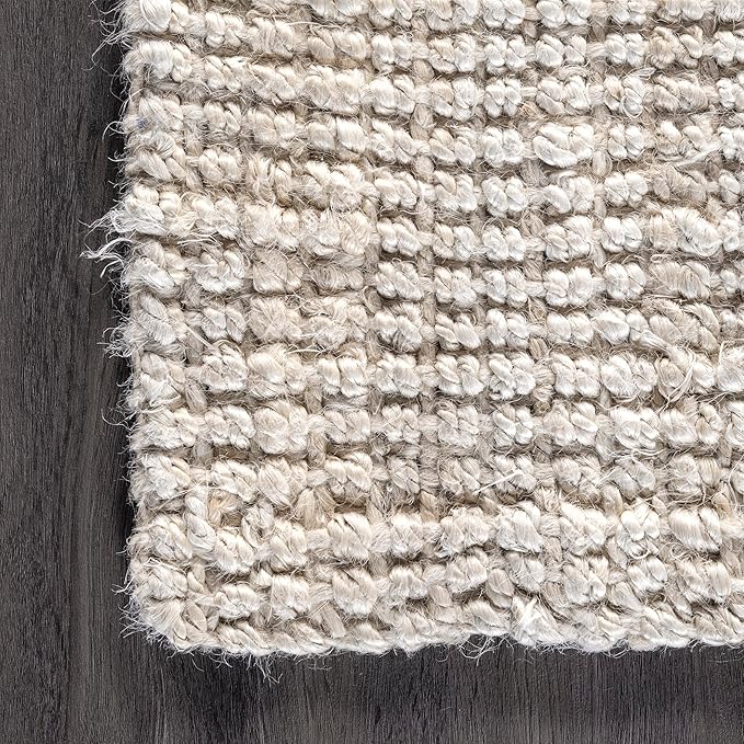 nuLOOM Ashli Solid Farmhouse Jute Area Rug, 4x6, Off-white