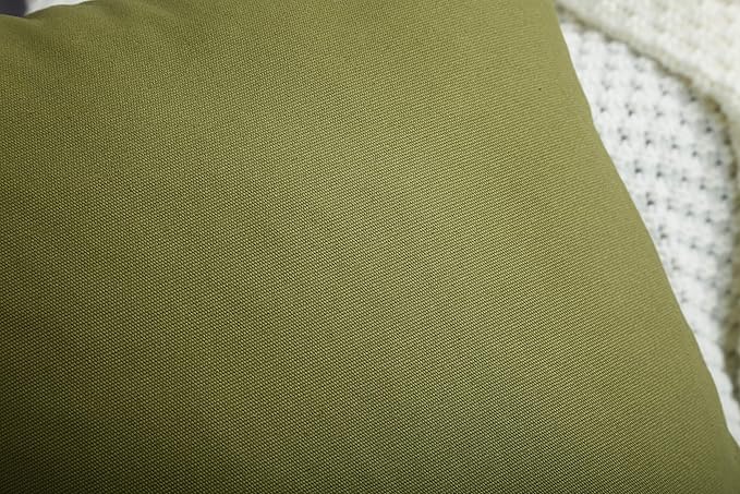 TangDepot Handmade Decorative Solid 100% Cotton Canvas Throw Pillow Covers/Pillow Shams, (14"x14", Olive Green)