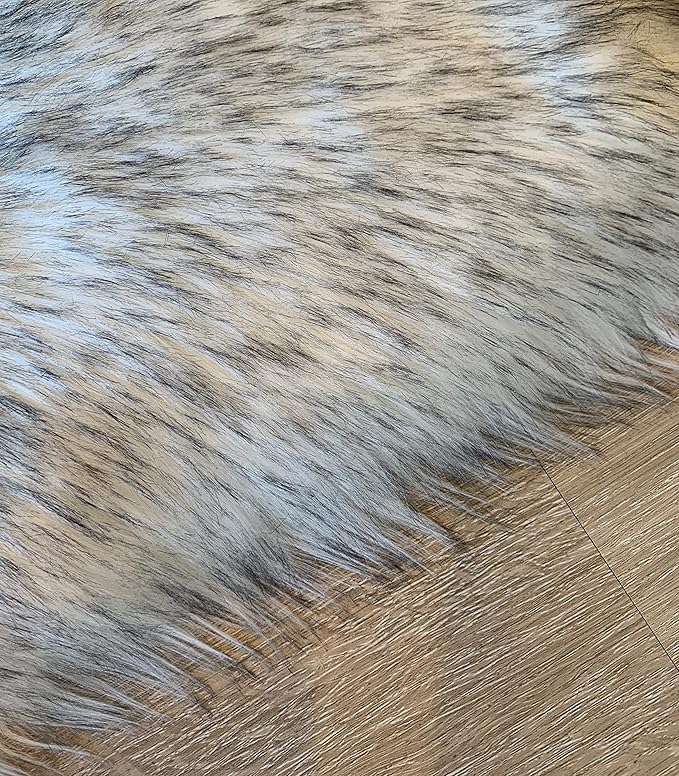 LAMBZY Faux Sheepskin Super Soft Hypoallergenic Silky Shag Rug for Living Room, Kids Room, Sofa (5 Pelts Side by Side 3'x10', White/Black Tips)