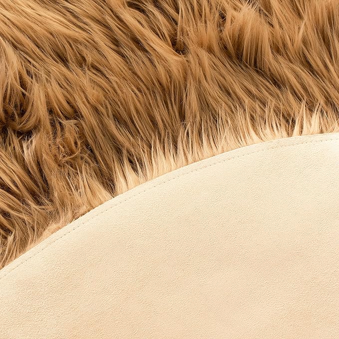 SAFAVIEH Faux Sheep Skin Collection 2'6" x 8' Camel FSS115E Silken Glam 2.35-inch Thick Runner Rug