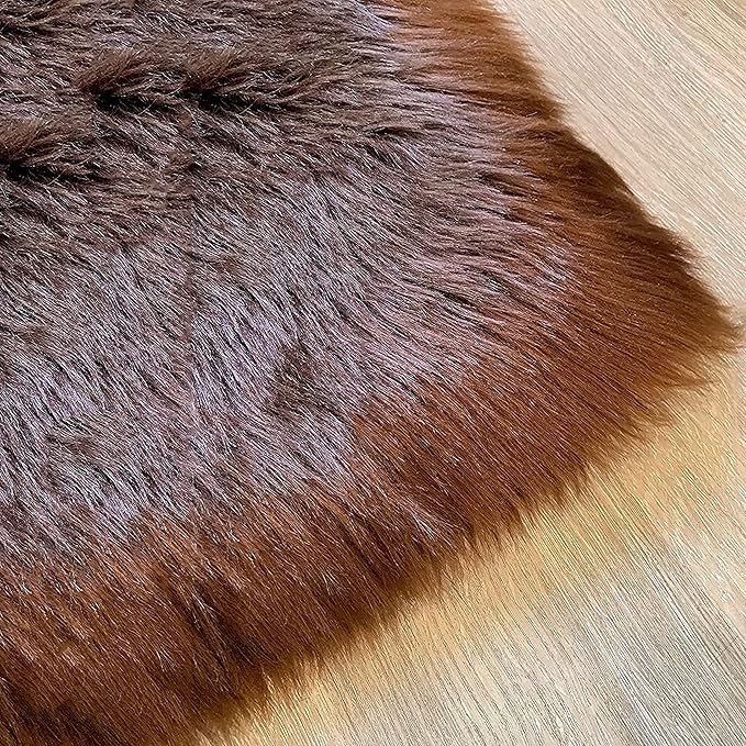 LAMBZY High Pile Super Soft Faux Sheepskin Rug (6'x9', Brown)
