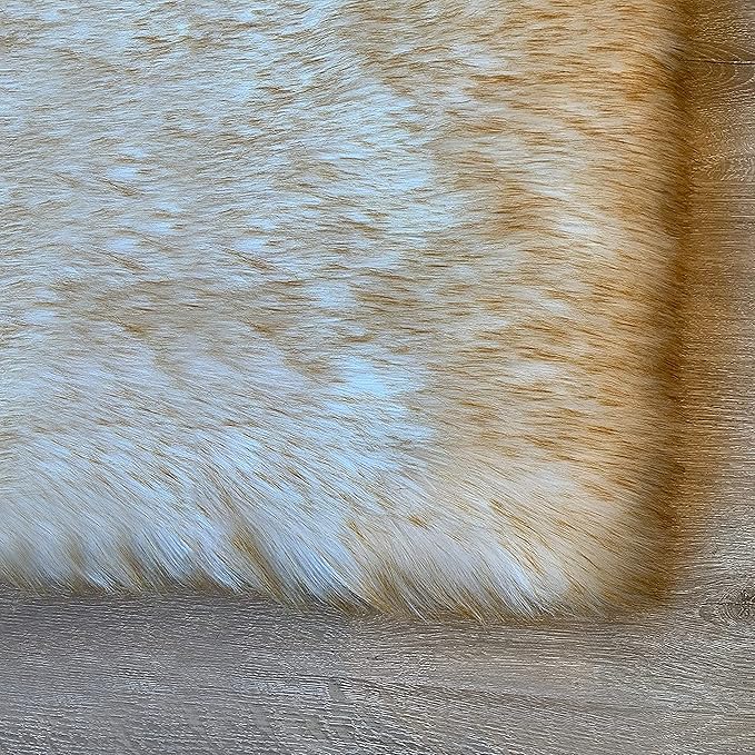 LAMBZY High Pile Super Soft Faux Sheepskin Rug (10'x13', White/Brown Tips)