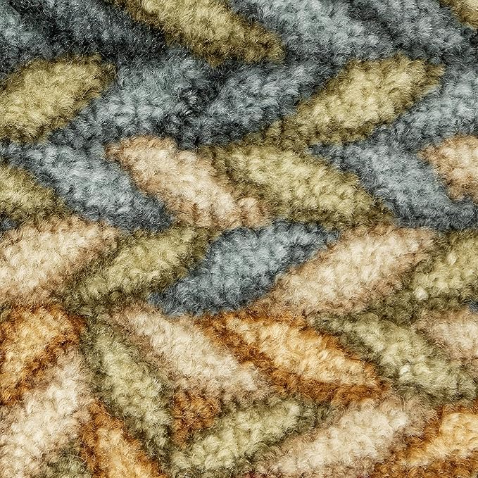 Maples Rugs Marion Bohemian Braided Design Print Area Rug – Made in USA – Washable, Non Slip Indoor Carpet for Entryway, Foyer, Kitchen, and Bathroom, 46" x 30", Multi-Color