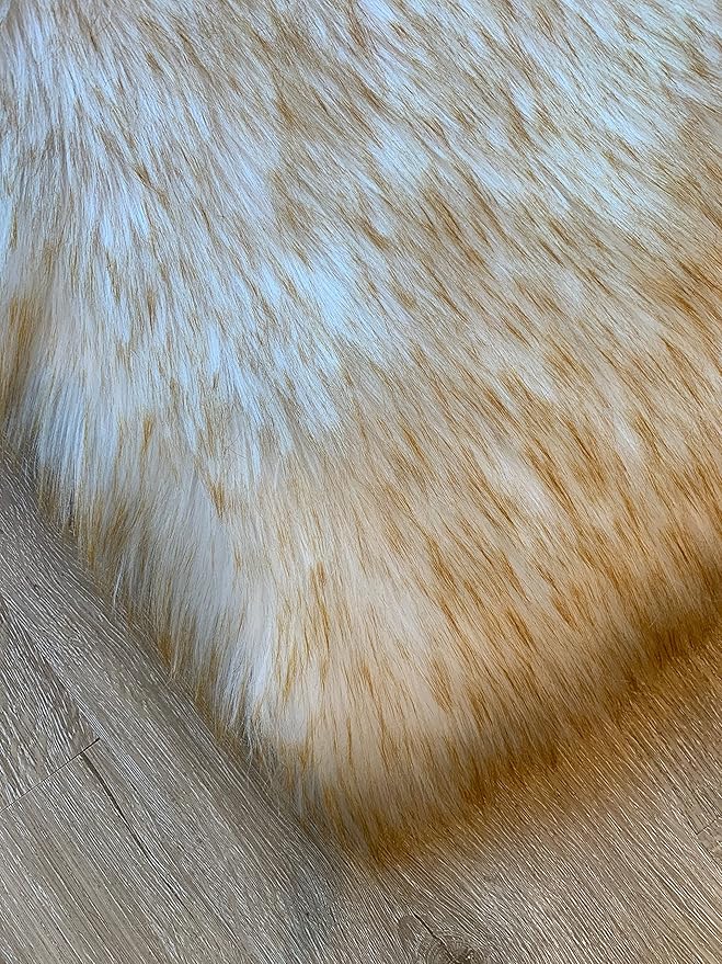 LAMBZY Faux Sheepskin Super Soft Hypoallergenic Silky Shag Rug for Living Room, Kids Room, Sofa (Duo Decto 12 Pelts 6'x12', White/Brown Tips)