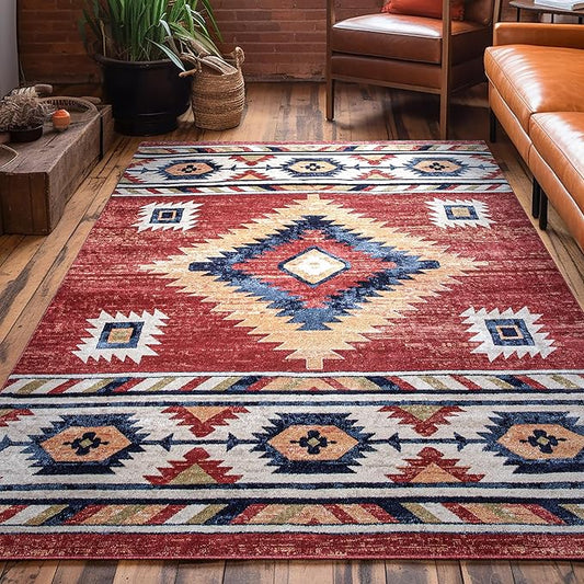Well Woven Tulsa Lea Crimson Traditional Southwestern Tribal 3x5 (3'11" x 5'3") Area Rug