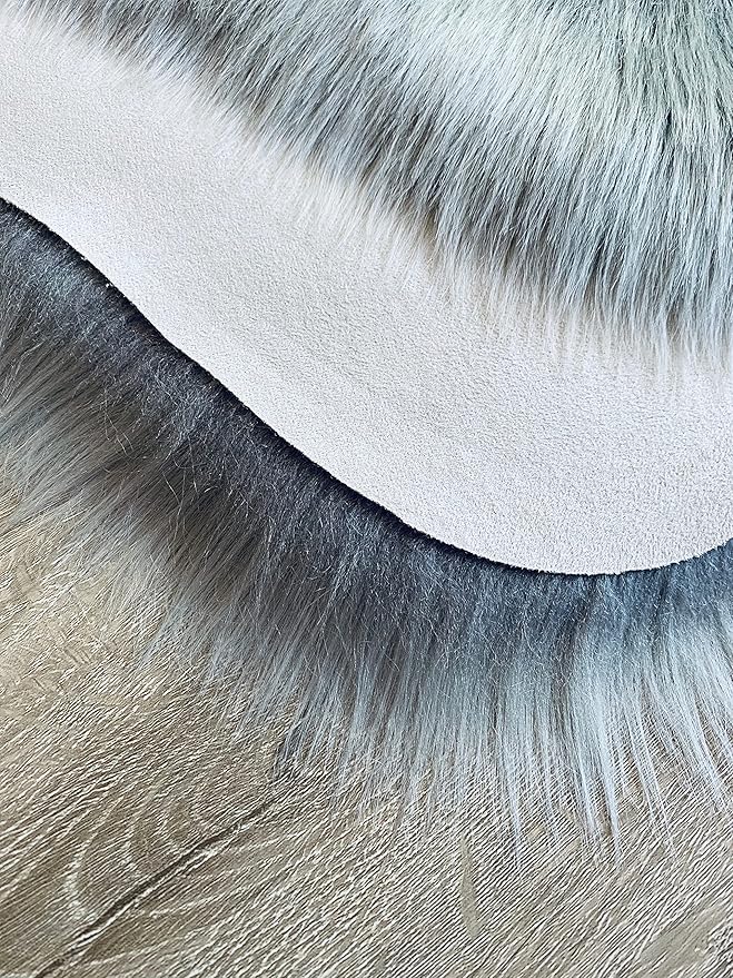 LAMBZY Faux Sheepskin Super Soft Hypoallergenic Silky Shag Rug for Living Room, Kids Room, Sofa (Octo 8 Pelts 6'x8', Grey)