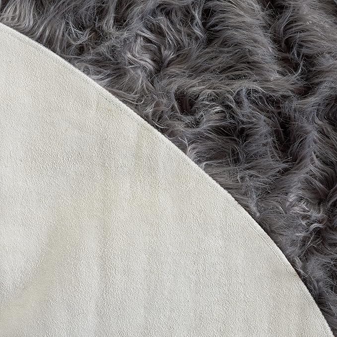 SAFAVIEH Faux Sheep Skin Collection 8' x 10' Grey FSS115D Silken Glam 2.35-inch Thick Area Rug