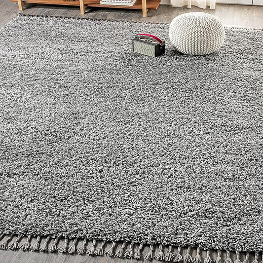 JONATHAN Y Mercer Shag Plush Tassel Charcoal Indoor Area Rug, 3x5, Contemporary, Modern, Easy-Cleaning for Living Room, Bedroom, Kitchen, Pet Friendly, Non-Shedding (MCR100B-3)
